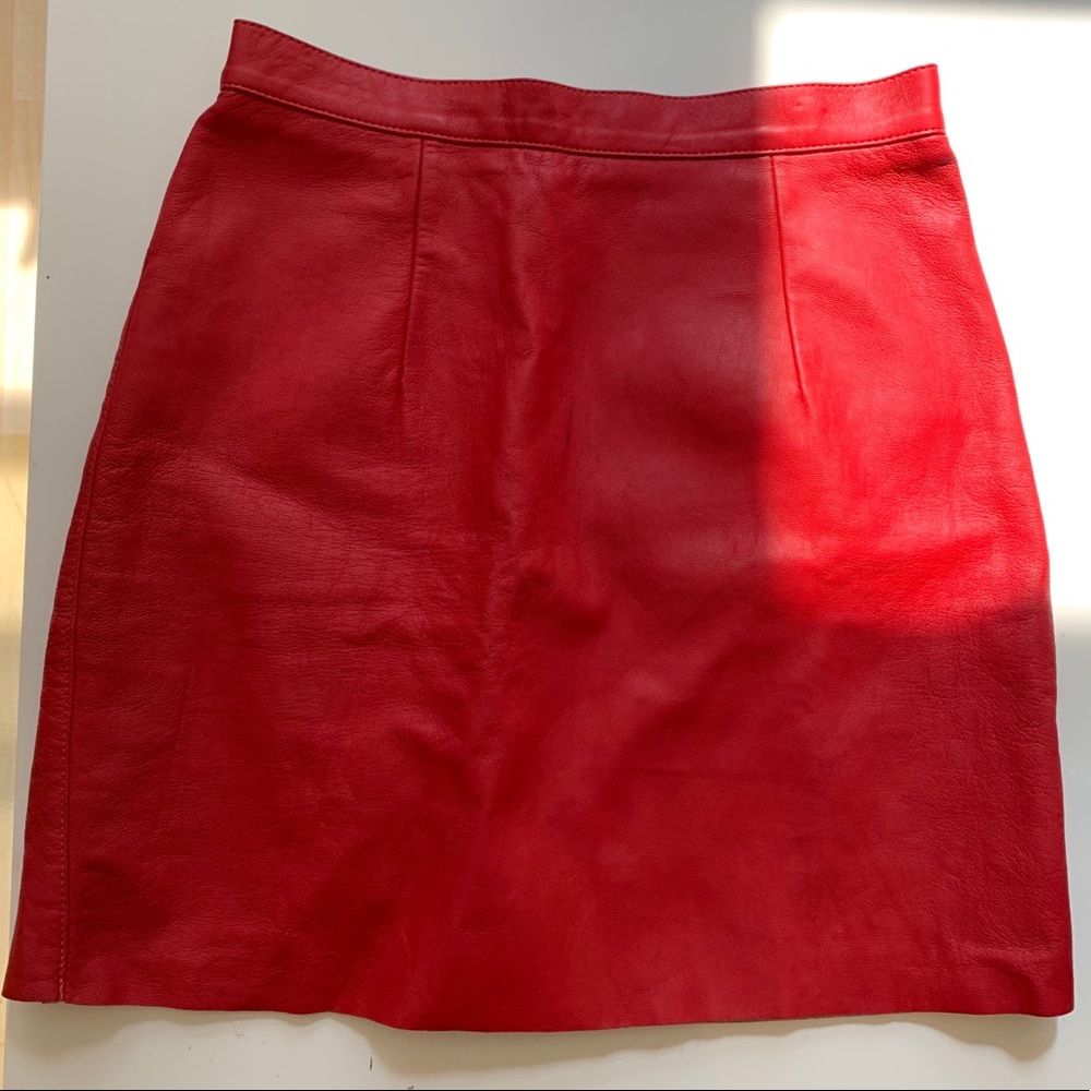 American Apparel Leather Mini Skirt in Red S/M